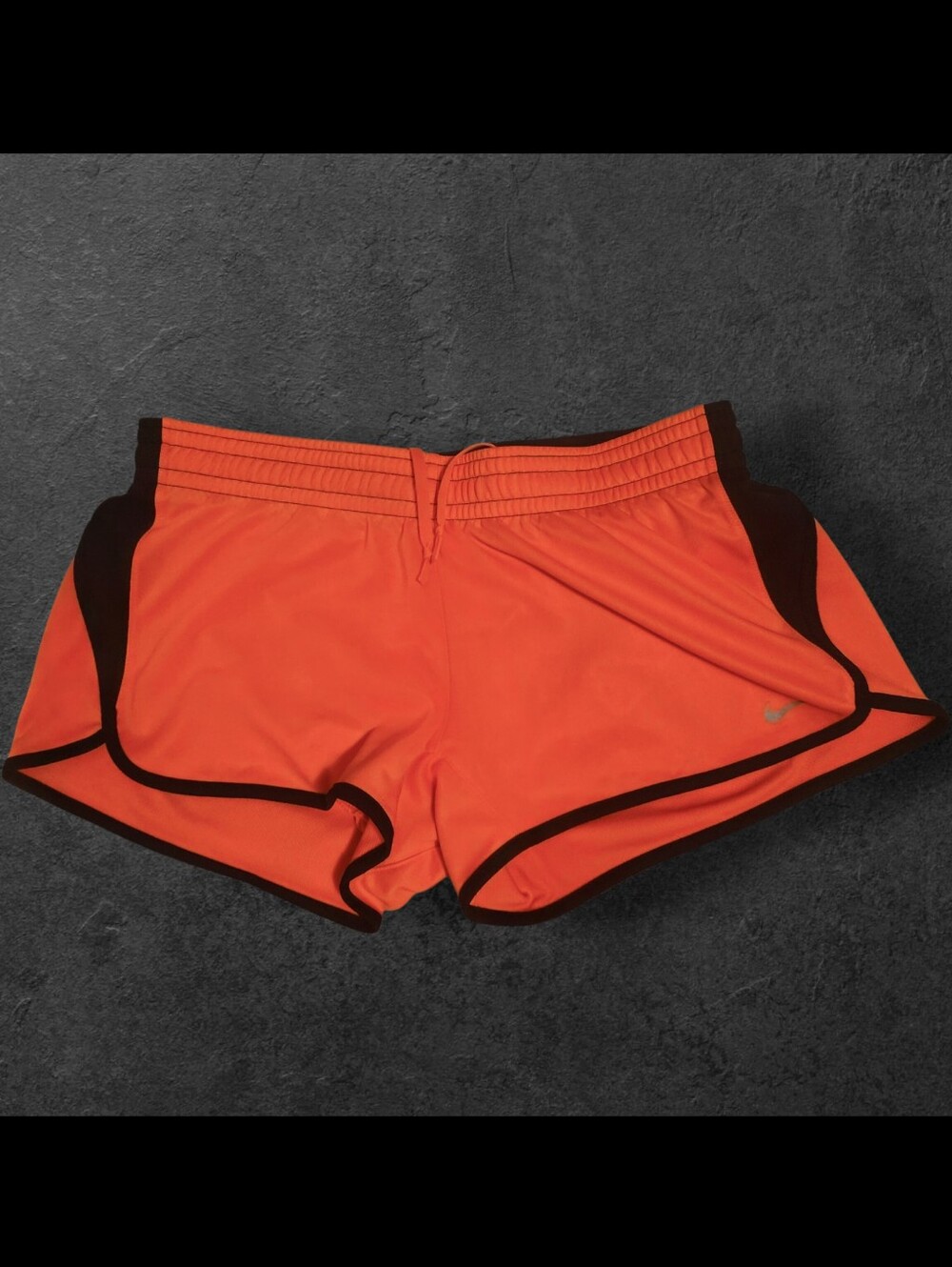 Nike Women's Dri Fit Neon Coral/Orange Athletic Shorts with Black Trim SZ M